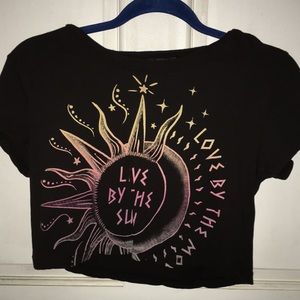 Cropped Black Letter Tee